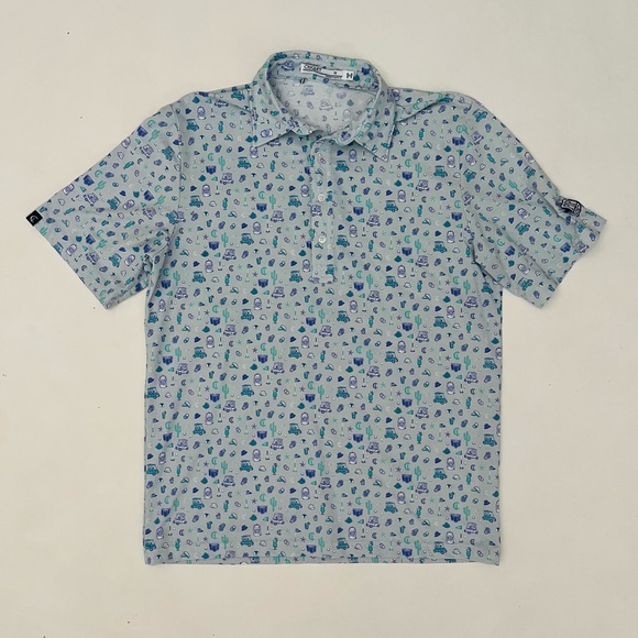 Criquet Other - CRIQUET Polo men’s size medium golf carts cactus print blue and green